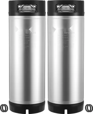 Obrázek produktu pro Soudek Cornelius/Corny Keg - Kulový zámek 19 l - Nerezová ocel 304 - Dvě gumové rukojeti - Robustní gumová základna - Pro vaření za studena a domácí vaření piva - Sada 2 kusů