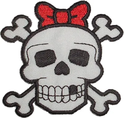 Produktbild von Aufnäher - Totenkopf mit Knochen und roter Schleife - Patch