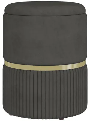Image de Pouf tabouret repose-pied coffre de rangement en velours c?telšŠ 36 x 36 x 44 cm pour salon chambre gris