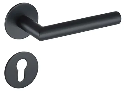 Produktbild von Toulouse Drückergarnitur MeinTürgriff Flachrosette schwarz matt Türdrücker BB PZ WC