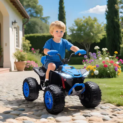 Produktbild von Kinder-Elektro-Quad, 24V Elektro-Fahrzeug mit 4 Rädern, Scheinwerfer, USB-Anschluss, MP3-Funktion, 6,5 km/h, 3-8 Jahre, 109,0x68,5x76,0 cm, Blau