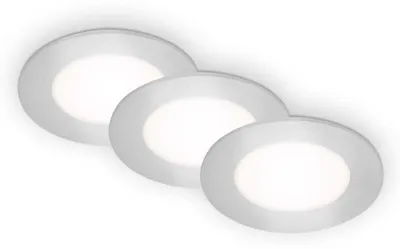 Image de Lampes LED encastrées Lampe encastrée set de 3 3W chrome plastique Ø8,6cm IP65 Briloner