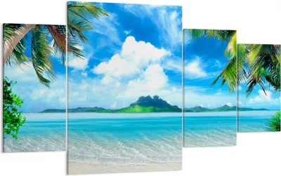 Produktbild von Bild auf Leinwand - Leinwandbild - Strand Urlaub Insel Palme - 160x90cm - Wand Bild - Wanddeko - Leinwanddruck - Bilder - Kunstdruck - Wanddekoration - Leinwand bilder - Wandkunst - DL160x90-2528