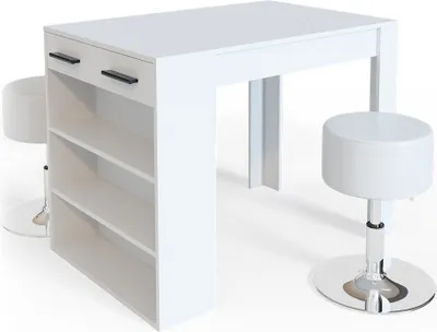 Produktbild von Vicco Stojací barový stůl se židlemi Repose, 67 x 100 cm se 2 stoličkami, Bílá