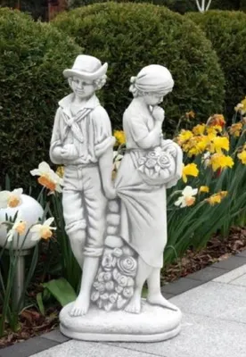 Immagine prodotto di Casa Padrino Scultura Decorazione da giardino Art Nouveau Grigio H. 87 cm - Elegante figura in pietra per la decorazione del giardino - Accessori per la decorazione del giardino in stile barocco e liberty