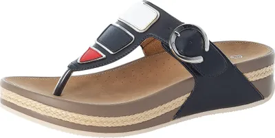 Produktbild von Rieker Damen Pantoletten Zehentrenner Keilabsatz V1484-14, Größe:41 EU, Farbe:Blau