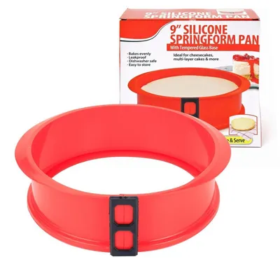 Obrázok produktu pre Silikónová forma na pečenie s okrúhlym tvarom, priemer 25 cm, s skleneným dnom, s nepriľnavou povrchovou úpravou, odolná voči teplote až 200°C