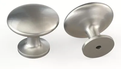 Produktbild von 10 Möbelknöpfe, Schrankknöpfe, Edelstahl, gebürstet, Küchenknöpfe, silber, modern, Türknöpfe, runde Schubladenknöpfe, einlochig