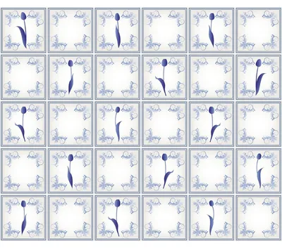 Produktbild von Selbstklebende Fliesenaufkleber für Küche und Bad – 30 Delfter Zementfliesenaufkleber – 30 Aufkleber 15 x 15 cm