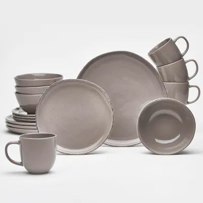 Produktbild von Kombiservice Urban 16-teilig Steinzeug braun für 4 Personen – Kaffeebecher 310 ml, Dessertteller 20,3 cm, Speiseteller 26,8 cm, Schalen 15,2 cm