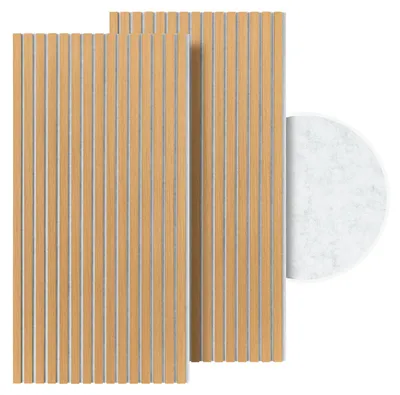 Obrázek produktu pro Vigevee, sada 2 akustických panelů, rozměry 120 x 60 cm, Imitace dub 2240S, stříbrněšedý filc, MDF lamely, NRC 0,8