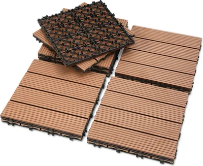 Obrázek produktu pro Aopunly terasové dlaždice click ve vzhledu dřeva, WPC dlaždice，30 x 30cm, hnědá, 55 kusů (5m²)