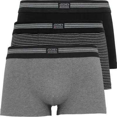 Produktbild von JOCKEY 3Pack Herren Boxer Shorts grau gestreift schwarz M