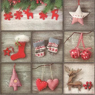 Produktbild von RP 20 Servietten Cottage Winter Patchwork - Weihnachtliche Zusammenstellung 33x33cm