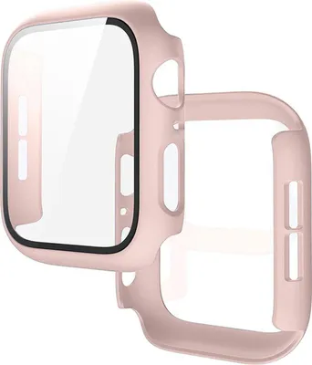 Produktbild von Schutzhülle mit Glas für Apple Watch SE 3 / SE 2 / SE / 6 / 5 / 4 (44 mm), Bizon Case Watch Adamo, mattes Rosa