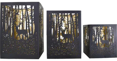 Productafbeelding van Windlicht, zwart/goud, set van 3 stuks