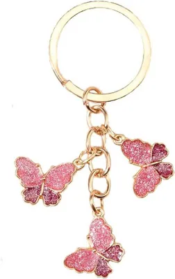 Immagine prodotto di Portachiavi da auto e da borsa in metallo con motivo floreale - Piccola idea regalo per donne e bambini - Colore rosa