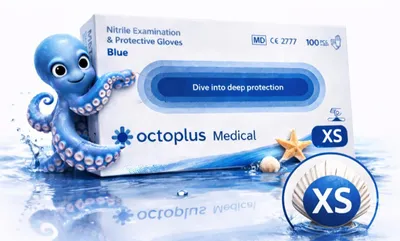 Produktbild von Einweghandschuhe Intco Octoplus Nitril blau Größe XS 100 Stück für Hygiene Daten