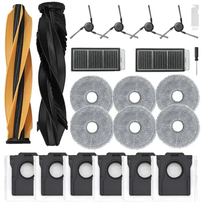 Zubehörset für Roboterstaubsauger, 1 Hauptbürste, 6 Tücher, 6 Beutel, 2 Filter