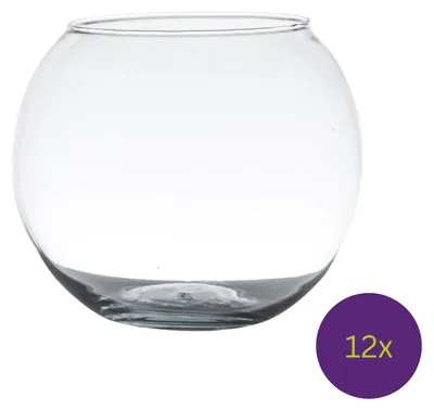 Produktbild von 12er Set Teelichthalter Kugelvase BALL H. 9,5cm D. 11cm transparent Glas Hakbijl