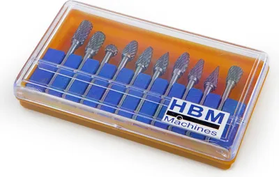 Immagine prodotto di Set frese in carburo pieno, kit 10 frese in metallo duro ,testa di affilatura per intaglio su legno, lucidatura metalli, incisione, foratura, Hbm Machines Olanda