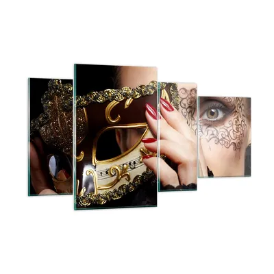 Produktbild von Bilder auf glas - Frau Mode Venedig Maske - 120x70cm - Glasbilder - Wandbilder - Kunstdruck - zum Aufhängen bereit - Wanddekoration aus Glas - Glas Bilder - Wandbild auf Glas - GDL120x70-2680