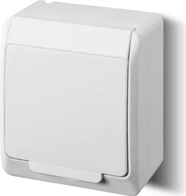 Produktbild von Aufputzsteckdose weiss 1-fach Feuchtraum IP44 16A 250V Aufputz-Montage