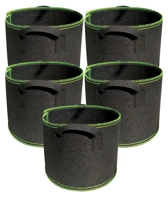 Produktbild von 5 Stück 1,5 Liter Wachstumsbeutel, strapazierfähig, verdickt, Vlies, Belüftungsstoff, Töpfe mit Griffen für Innen-Garten-Pflanzungen von Gemüse und Blumen