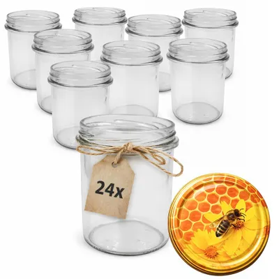 Produktbild von ART TWIST HOME Einmachgläser mit Schraubdeckel 24x 350 ml – Vorratsgläser Glasbehälter Vielseitige Robuste aus Dickem Glas - perfekt für Marmeladen Honig Säfte Gurken Konfitüren und Vorratshaltung