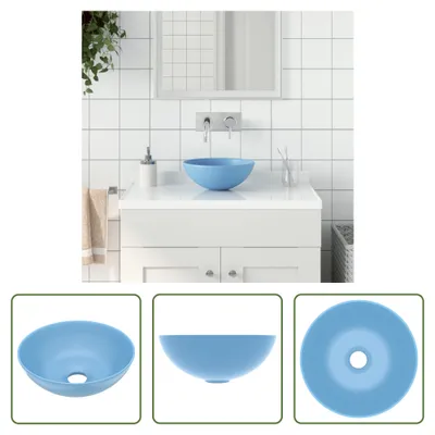 Produktbild von The Living Store Waschbecken Keramik Hellblau Rund