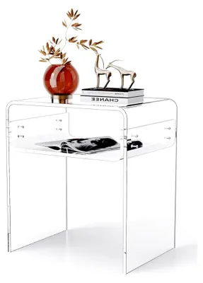 Produktbild von Acryl Beistelltisch Nachttisch, Transparenter U-Form Tisch, für Schlafzimmer und Wohnzimmer, 40 x 30 x 50 cm