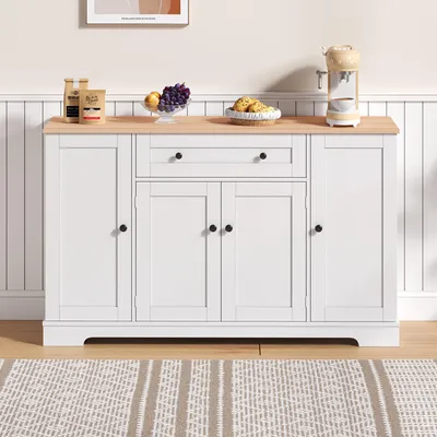 Imagen del producto de Buffet de cocina de 138 cm, aparador con cajón, puertas de estante y estantes ajustables, diseño moderno para cocina, comedor y sala de estar