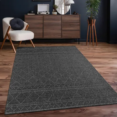 Produktbild von TT Home In-& Outdoor Teppich Wetterfest Balkon Küche Wohnzimmerteppich Boho Geometrisches Design Rauten Modern Größe 300x400 cm
