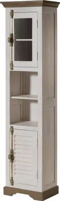 Image de MASSIVMOEBEL24 | Armoire étroite TOULOUSE #130 Bois de Manguier Laqué Blanc - 50x35x195