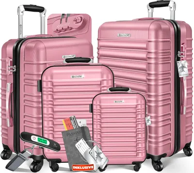 Produktbild von KESSER® 4tlg. Hartschalenkofferset Hartschalenkoffer Reisekoffer Set Reisekofferset Trolley Koffer Inkl. Kofferwaage + Gepäckanhänger Rollkoffer Schloss 4 Rollen ABS-Hartschale Teleskopgriff S-M-L-XL