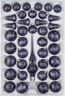 Produktbild von 39 tlg. Glas-Weihnachtskugeln Set in "Ice Graphit Silber" Regen