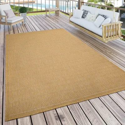 Produktbild von Outdoor Teppich wetterfest Garten & Terrasse flachgewebt Uni Sisaloptik robust Grösse 120x160 cm