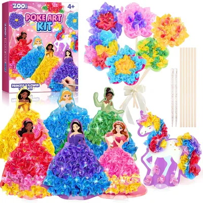 Productafbeelding van Knutselset Kinderen vanaf 6 jaar, Prinses DIY Creatiefset Poke Art, Knutselset Kinderen 4 jaar, Cadeau Meisjes 6 jaar, Cadeau Meisjes 5 jaar