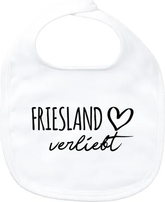 Produktbild von Huuraa Baby Lätzchen Friesland verliebt White Klettverschluss  Baumwolle Latz Geschenkidee