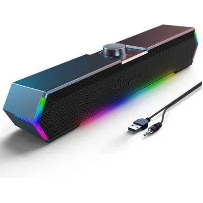 Produktbild von Soundbar Bluetooth Lautsprecher für PC (inkl. Kabel, Touch-Steuerung, Mikrofon, Netzteil/USB, GB Beleuchtung)