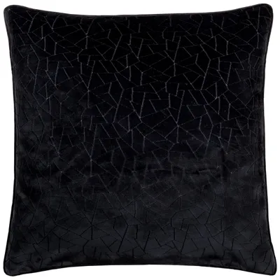 Samt-Kissen Cut-Velvet, Federfüllung, 45x45 cm, Schwarz
