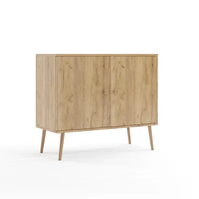 Produktbild von NATURA Kommode 100cm Eiche Craft Gold Sideboard Boho Echtholz Buche Soft-Close