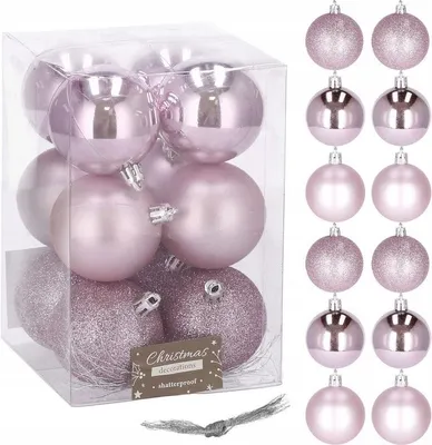 Obrázek produktu pro Vánoční baňky růžové mix - 6cm, sada 12ks