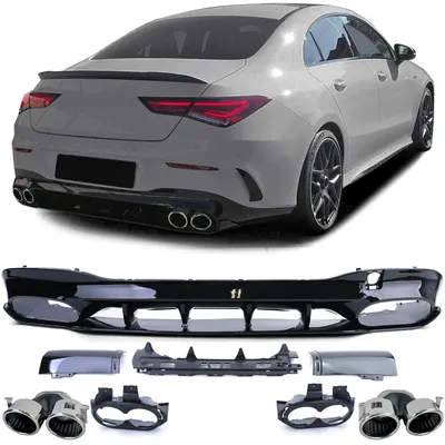Productafbeelding van Stootbalk met 4 uitlaatpijpen, chroom, voor Mercedes-Benz CLA C118 X118, vanaf 03/2019