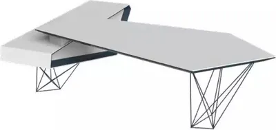 Produktbild von Eckschreibtisch Arbeits Schreib Büro Tisch Luxus Designer Möbel Weiß