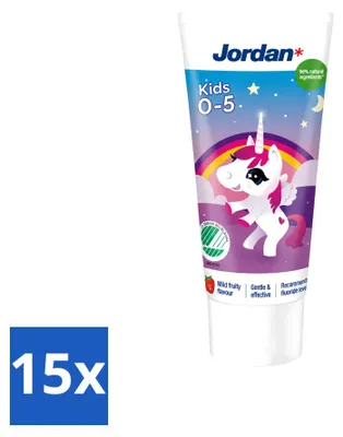 Produktbild von 15 x Jordan Kids Kindertandpasta 0-5 jaar - Milde Fruitaroma - 50 ml - Vorteilspackung - 15 Stücke
