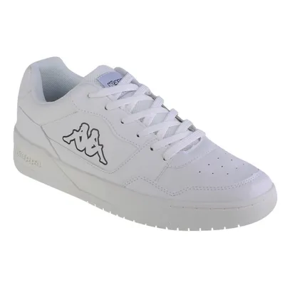 A white Kappa sneaker is shown against a white background.
