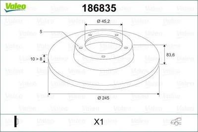 Produktbild von 2x VALEO Bremsscheibe 186835 hinten für VW PASSAT Variant (3B6) PASSAT (3B3)