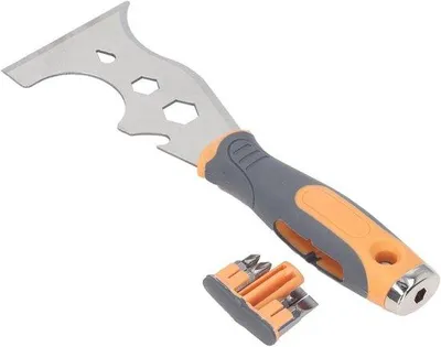 Zdjęcie produktu dla Skrobak wielofunkcyjny 16 w 1 - Narzędzie wielofunkcyjne ze stali nierdzewnej - Ergonomiczny uchwyt - Ostrze o długości 7,6 cm - Wkrętaki - Uniwersalne narzędzie