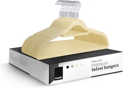 Productafbeelding van Fluwelen kledinghangers, antislip, 45 cm, 20 stuks, 360 graden haak, voor de garderobe